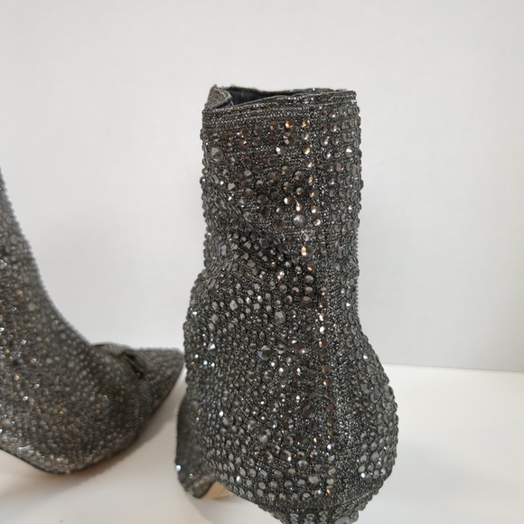 INC Ignacio womens pointed toe side zip rhinestone dark pewter boots size 7-1/2M - Picture 16 of 16